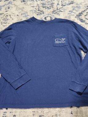 💘 Vineyard Vines Christmas Men's Long‑Sleeve Pocket Tee - Navy